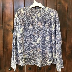 Sundry Button Down Womens Purple Vine Flowers Size 1/2 Blouse